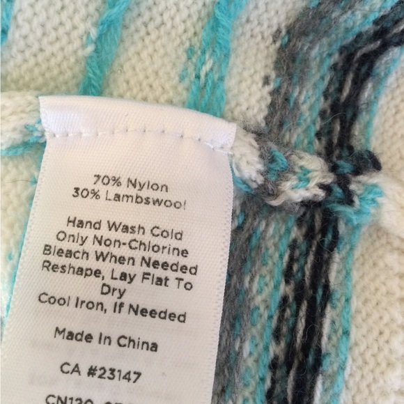 Talbots Crewneck Sweater Size Large in cream, Aqua, Brown, Gray - Picture 2 of 5